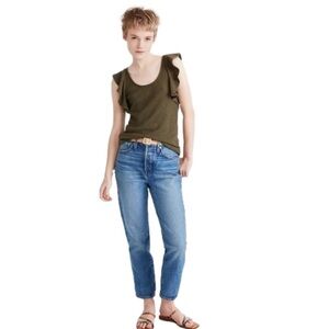 Madewell Black Ruffles Sleeve Tank Top